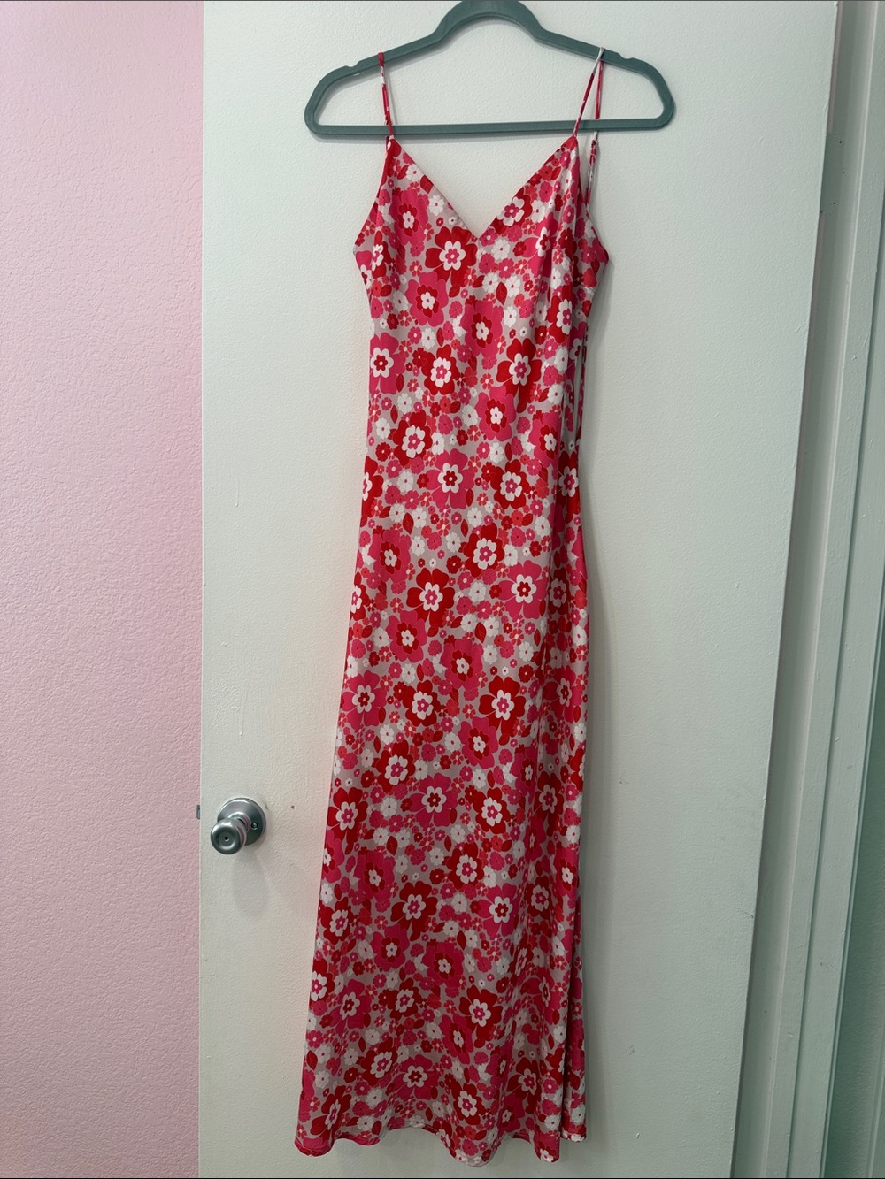 Pink & Red Floral Slip Dress